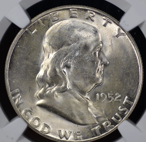 1952 S FRANKLIN HALF DOLLAR NGC MS 63 PUFFY WHITE SILVER SATIN LUSTER, GOOD