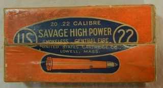 Vintage USCC 22 Savage High Power ammo box empty Winchester