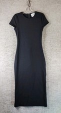 Reformation Ponte Shift Dress Cap Sleeve Womens 4 Black Midi-Maxi Back Zip Slit