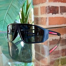 PRADA SPS08W Black Sport Matte Acetate Wrap Sunglasses