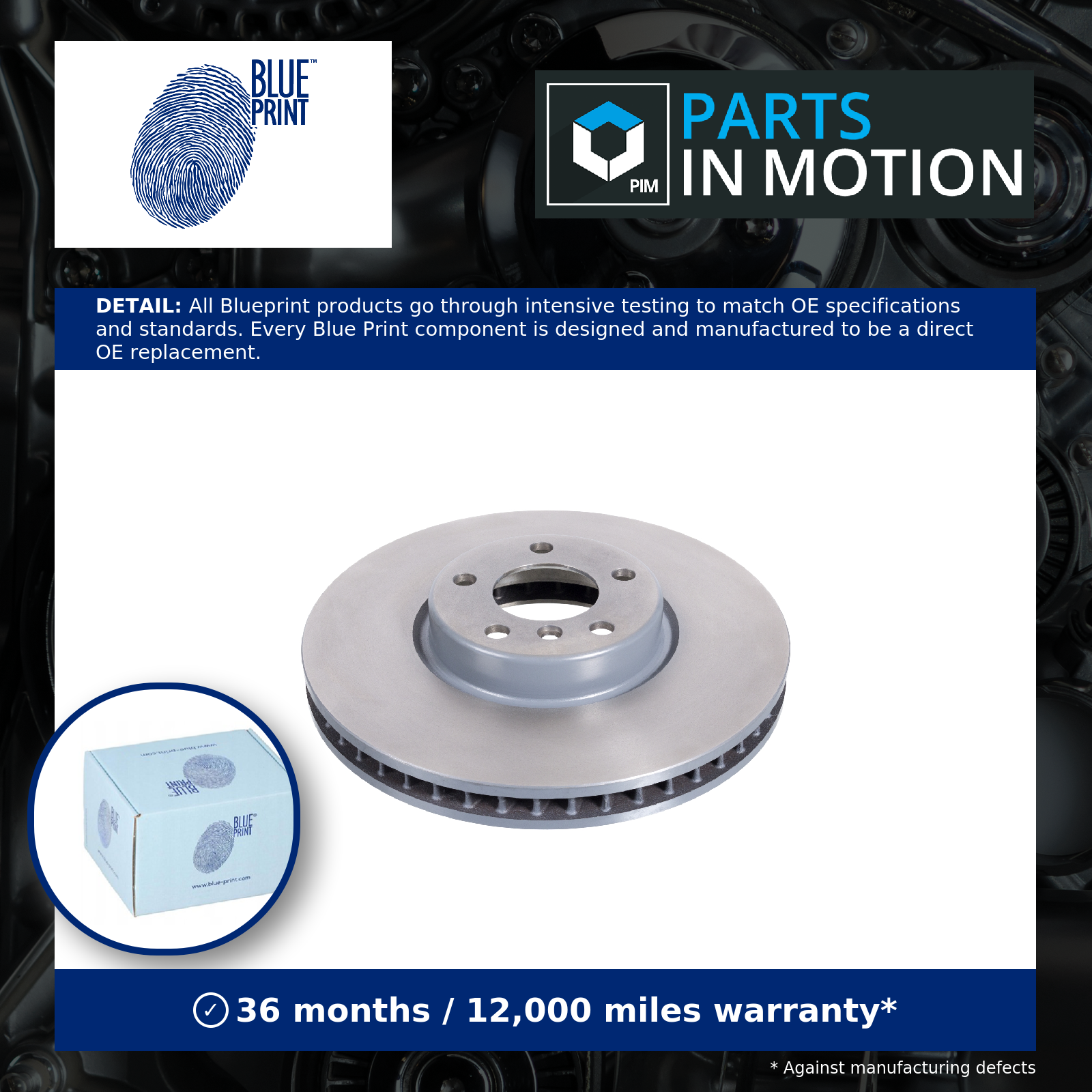Brake Disc Single Vented Front Left 348mm ADB114371 Blue Print 34116785669 New - Image 5
