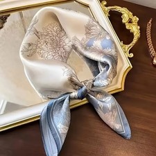 Halstuch Damen Mit Seidigem Look 70x70 cm Luxus-Schal mit Kamelien-Motiv -NEU