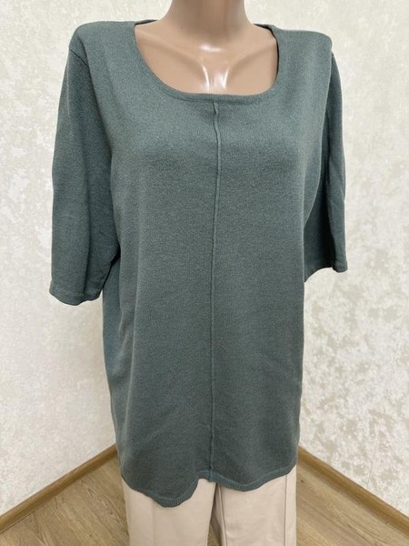Women Peter Hahn Sweater Green Wool Silk 50 / 4XL