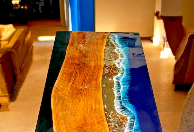 Luxury Epoxy Resin Table Top Live Edge Modern Home Decor Dining Coffee Furniture - Image 3 of 4