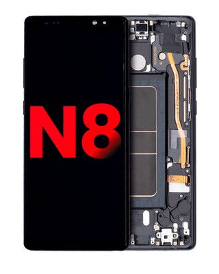 OLED-Display mit Rahmen für Samsung Galaxy Note 8 (Aftermarket Plus) (Midnight