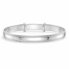 925 Sterling Silver Adjustable Bangle Bracelet For Toddler Girls