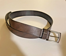 Levi  s Youth Brown Belt Synthetic Leather burnished silver buckle Size L 30-32
