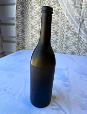 Antique Black Glass Quart Utility Bottle Sunken Sea Glass Unique size