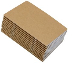 12 Pcs 5.5 Inch x 3.5 Inch Brown Cover Pocket Notebook 32 Sheets 64 Pages B...