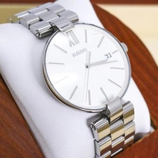 Orologio RADO Coupole 2855 Funzionante 20,8cm 8,2in Data Bianca Quarzo Scatola Card Giappone