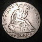 1855  SILVER LIBERTY SEATED  HALF DOLLAR  ARROWS  FIFTY CENTS 50 C OLD US COINS