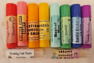 Hand-Crafted & Hand-Poured Fruity Flavored Lipbalm 10pk w/Monk Fruit Sweetener