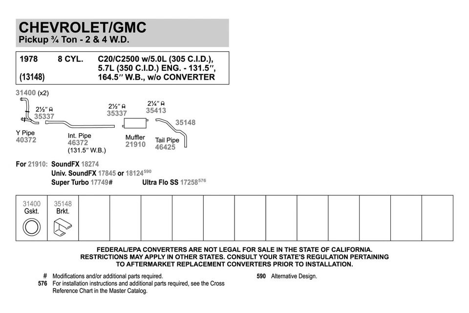 For Chevy C10 1975-1982 Walker 46425 Aluminized Steel Exhaust Tailpipe Foto 4 de 4