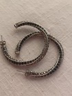 Black Gray Crystal CZ Twist Hoops Vintage Quality Silvertone Unique  — photo 3