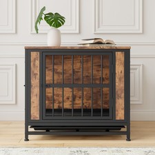 Dog Crate Furniture, Wooden Dog Crate Table, 27.48" Dog Kennel 2 Sliding Doors