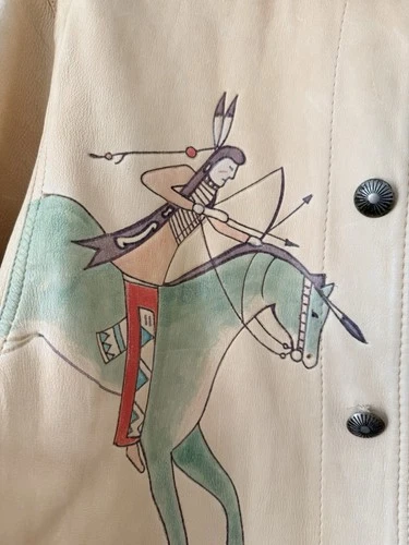 VTG 80s Ralph Lauren Country Hand Painted Leather Jacket Authentic Dry Goods USA image 2