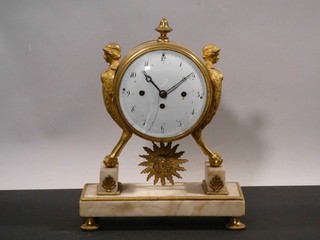 hm4/4 alte Empire Kaminuhr ¼ Std. Schlag Bronze 19. Jh. wohl Wien