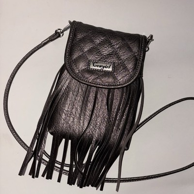 Y2k Western Cowgirl Trendy grey Fringe Crossbody Bag, Detachable Strap