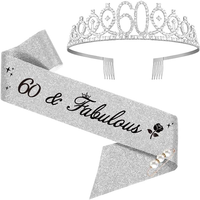 60. Geburtstags Tiara, 60 & Fabulous Geburtstags-Krone SchäRpe Set, 60 Geburtsta