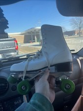 Vintage Leather Quad Skates Size 9 White Roller Derby