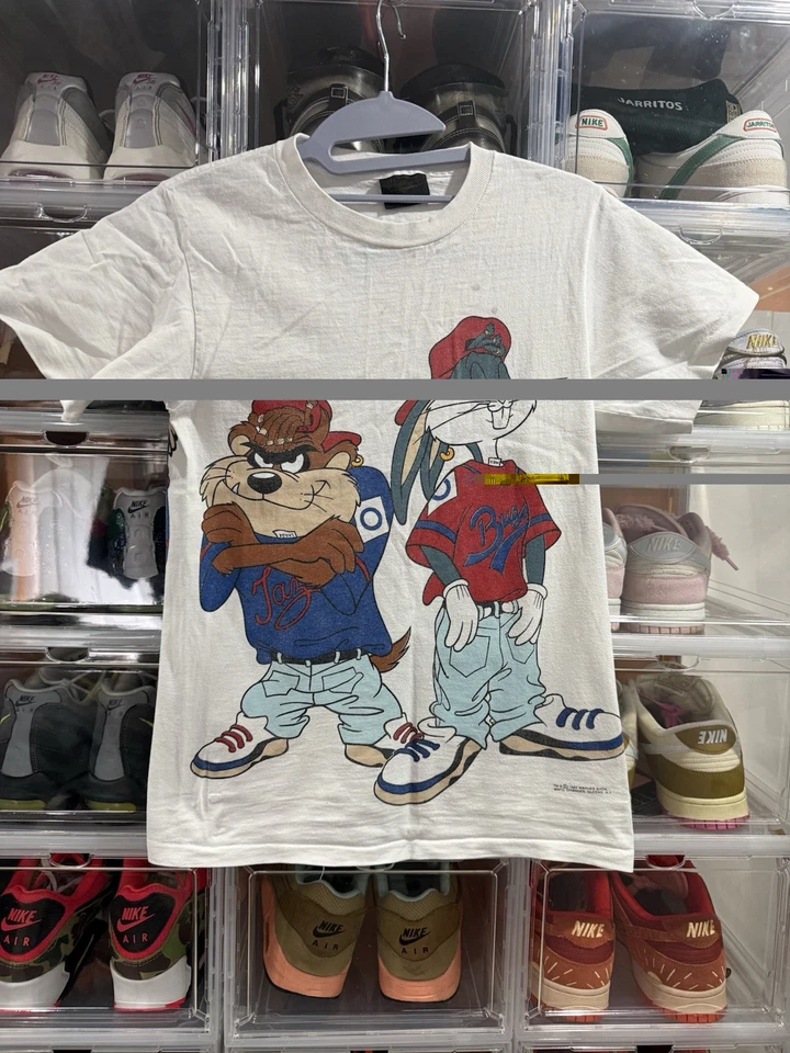 Vintage 1993 Looney Tunes Bugs Bunny Taz Baseball T-Shirt Jugend Large USA - Bild 1 von 4