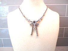 Vintage Silver Tone Clear Rhinestones Detailed Choker Necklace.