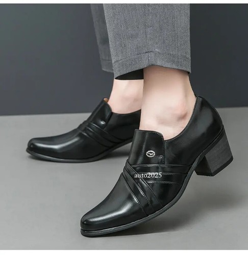 Mens Pointed Toe Pleated Wedding Evening Party Formal Dress Cuban Heel Shoes New - Picture 2 of 20