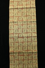 f-566 antique tsumugi silk kimono fabric - flowers- 14" x 63"