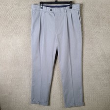 Roundtree Yorke TravelSmart Pants Mens 36x32 Gray Pleated CoreComfort Chino