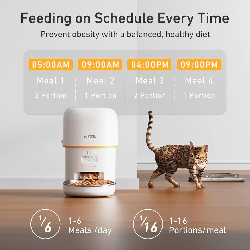 Automatic Cat Feeders - 2L Cat Food Dispenser Easy to Use, Timed Automatic Pet F - Image 2 of 4