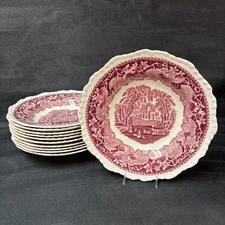 Mason's VISTA RED England Rimmed Soup Bowl 9 Inches