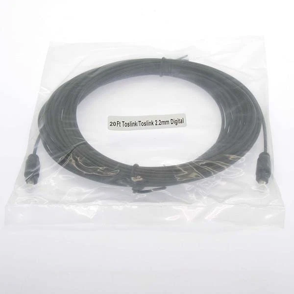 20FT Toslink Male to Male Digital Audio Fiber Optic Optical Cable Cord Black - Image 2 of 2