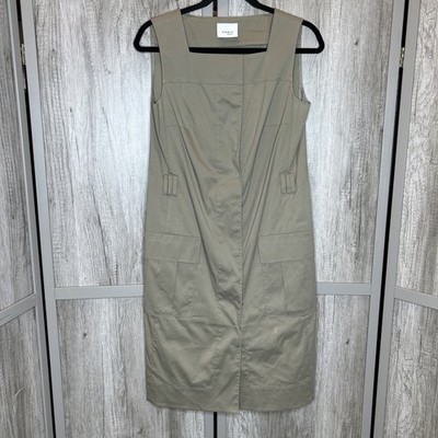 Akris Punto Shirt Dress Snap Buttons Pockets Preppy Minimalist Size 6
