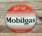 Vintage Mobilgas Mobiloil Porcelain Metal Gas Pump Plate Mobil Sign
