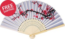Delicate Cherry Blossom Design Folding Fan Favors Silk Folding Hand Fan Wedding