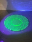 Vintage Anchor Hocking Uranium Cameo Glass Ballerina Plate 6.25" Green Glass