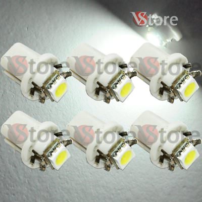 6 LED T5 B8.5D for dashboard panel tools SMD WHITE lamps bulbs lights