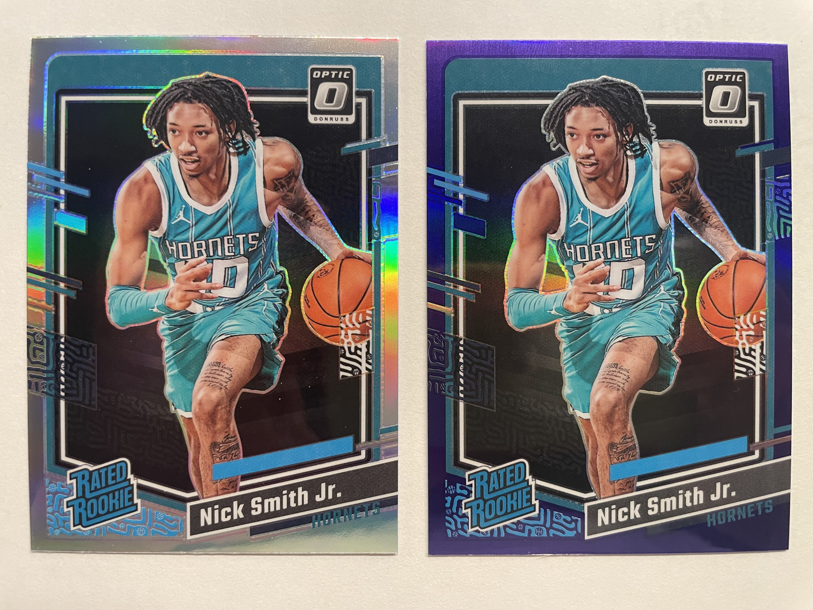 2023-24 Optic Rated Rookie Nick Smith Jr. Holo Silver Purple RC 2 cards #224