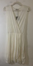 ASOS V-Neck Off White Dress With Belt Loops Size 4 NWT
