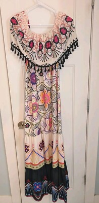 Women's Off The Shoulder Floral Mexican Maxi Dress Sleeveless Small *  VACATION | eBay