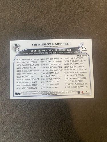 Shohei Ohtani And Maeda 2022 Topps Series 1 #122 Minnesota Meetup - Picture 2 of 2