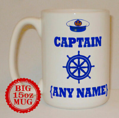 Keramik Captain Big 15 Unzen Becher PERSONALISIERT Kanal Boot Barge Mate Segeln Geschenk
