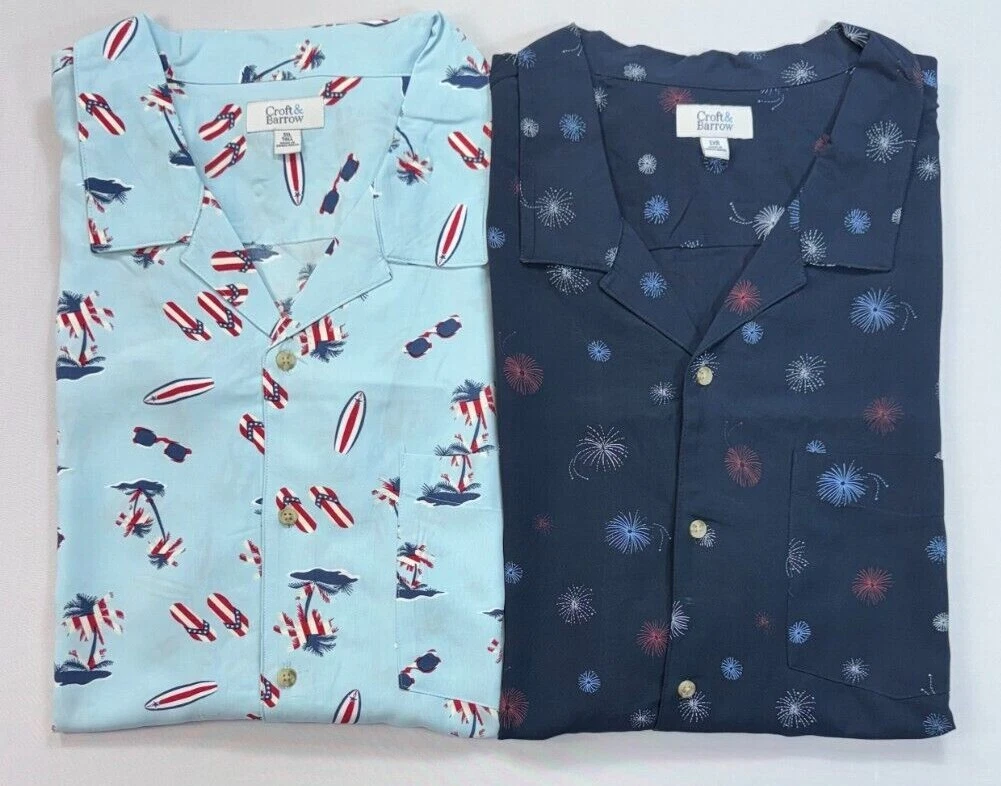 Men's Big and Tall Croft and Barrow Short Sleeve Button Front Patriotic 4th July
Opens in a new wind