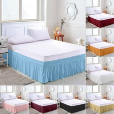 Wrap Around Bed Skirts Drop Solid Color Elastic Bed Skirt Queen King Full Dust