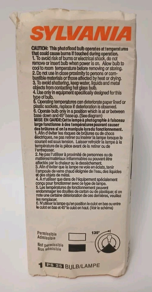 X03013 ECT Osram Sylvania PS25 500W 120V Photoflood Bulb(s) Tested Working W/Box - Image 4 of 4