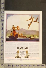 1929 HAWAII TOURIST BUREAU SPORT DIVE BOAT CRUISE MATSON LASSCO TRAVEL AD WV21