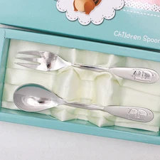 Kitchen Korea Flatware Stainless Steel Spoon & Fork Set For Children Kid Cutlery