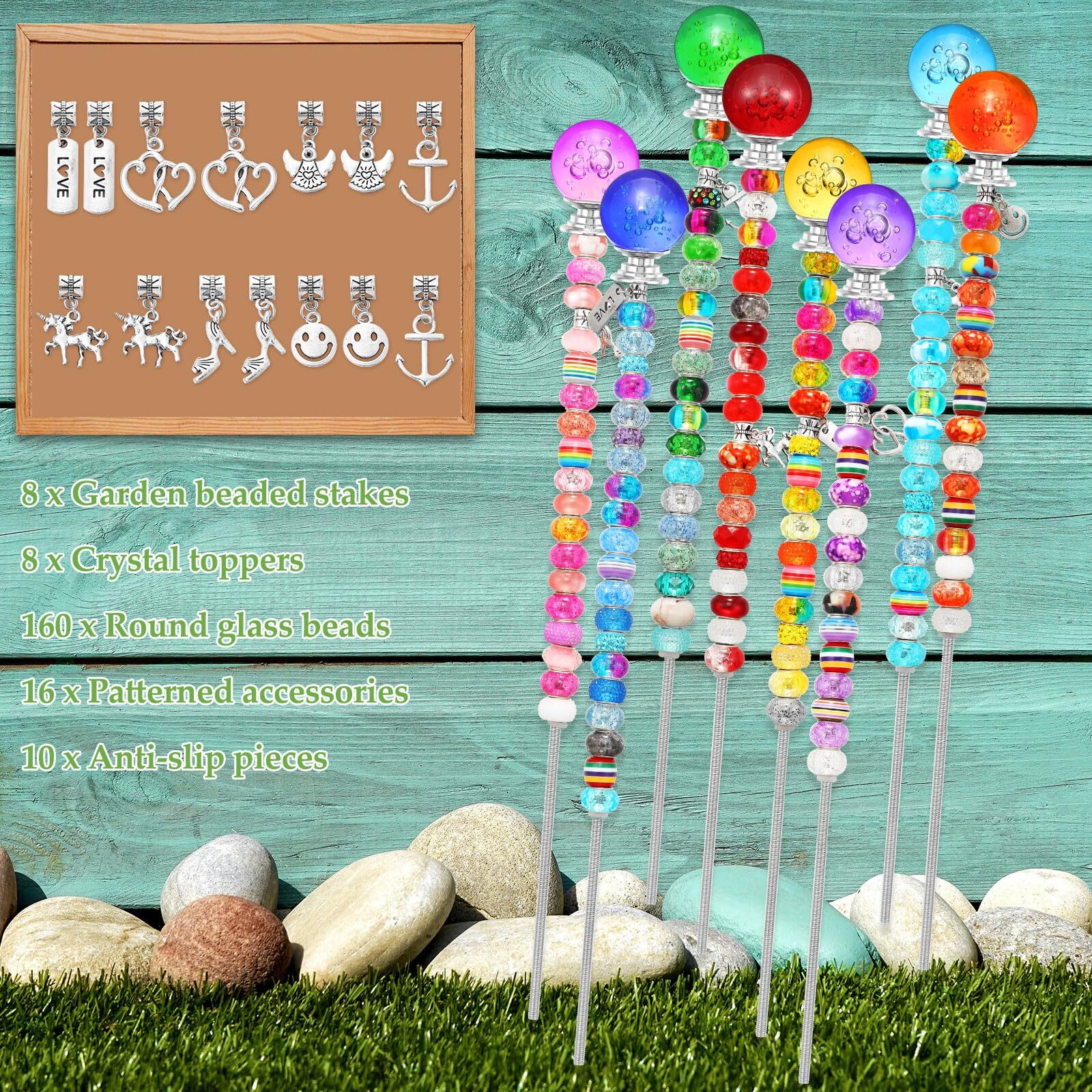 Chunful 176 Pcs Garden Stakes Fairy Wand Garden Stakes with Crystal Stopper Top