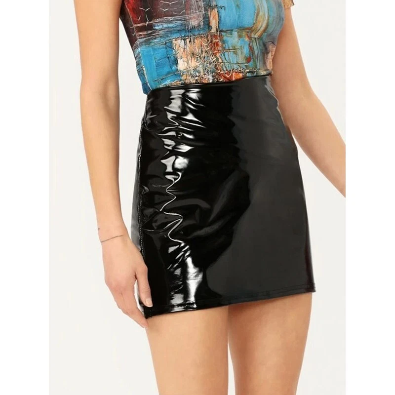 Faux leather top mini skirt 5xl