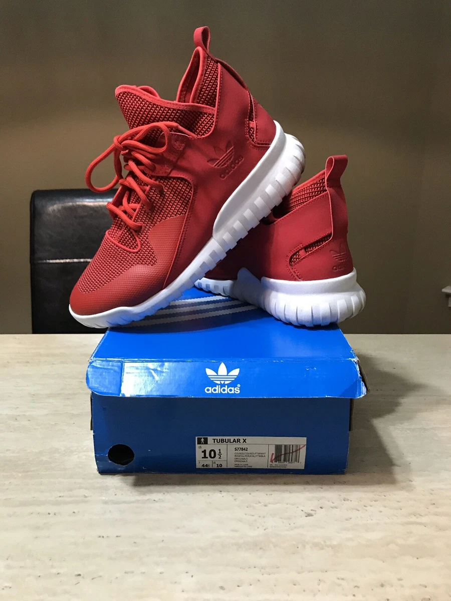 Men s Adidas Tubular X Collegiate Red White sz 10.5 eBay